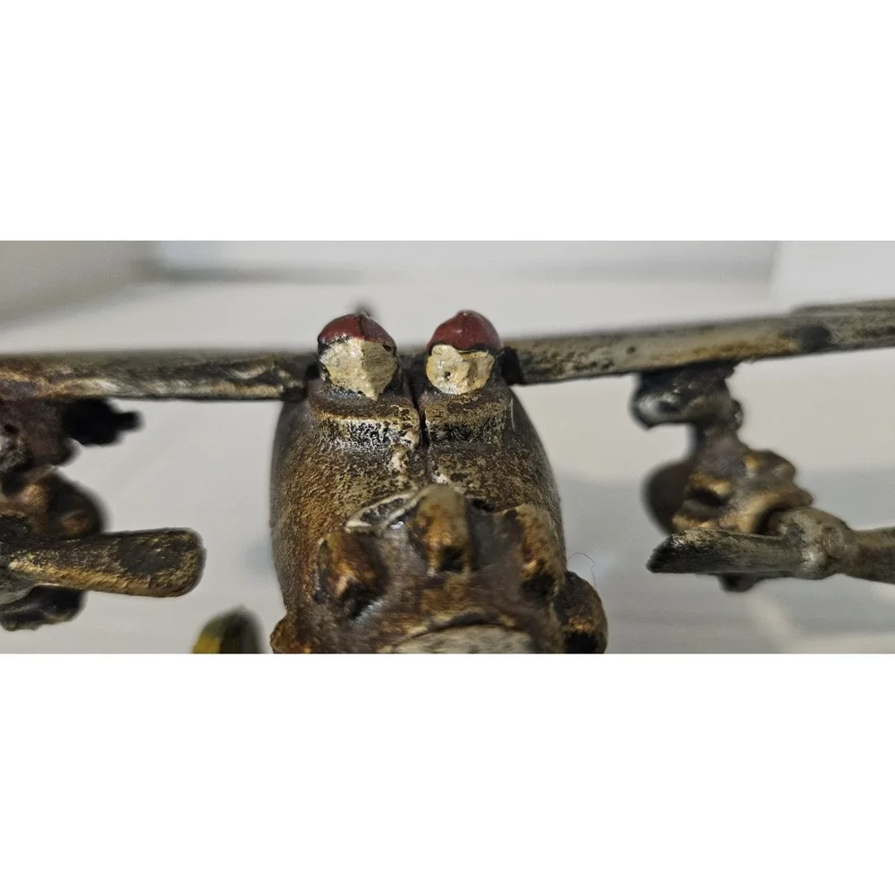 1930's 40's Vintage Toy Metal Cast Iron Propeller Plane Airplane Silver‎